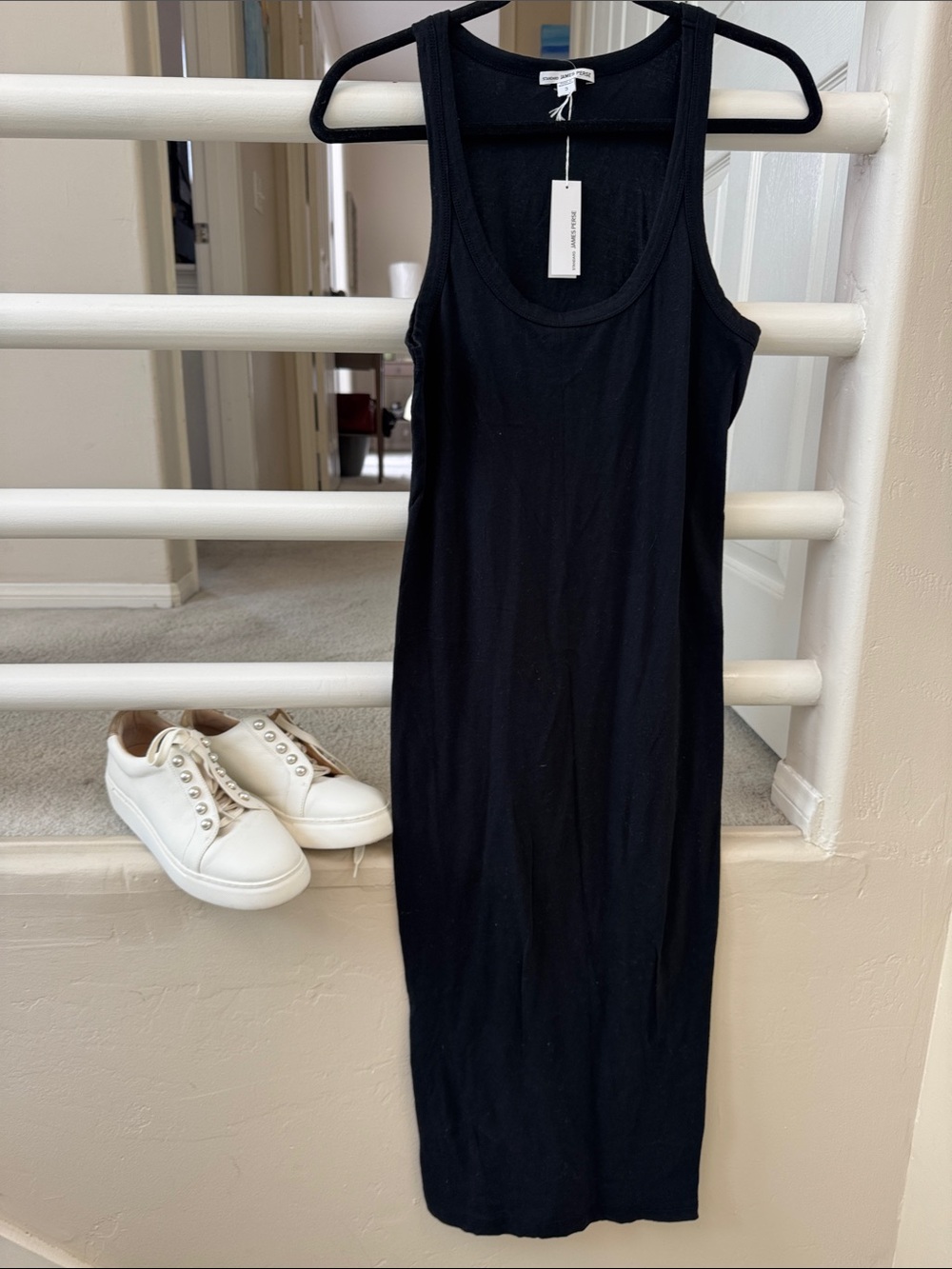 James Perse Black Sleeveless Midi Tank Dress